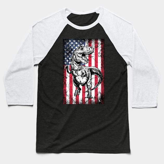 Patriotic T-Rex American Flag Baseball T-Shirt by Sinclairmccallsavd